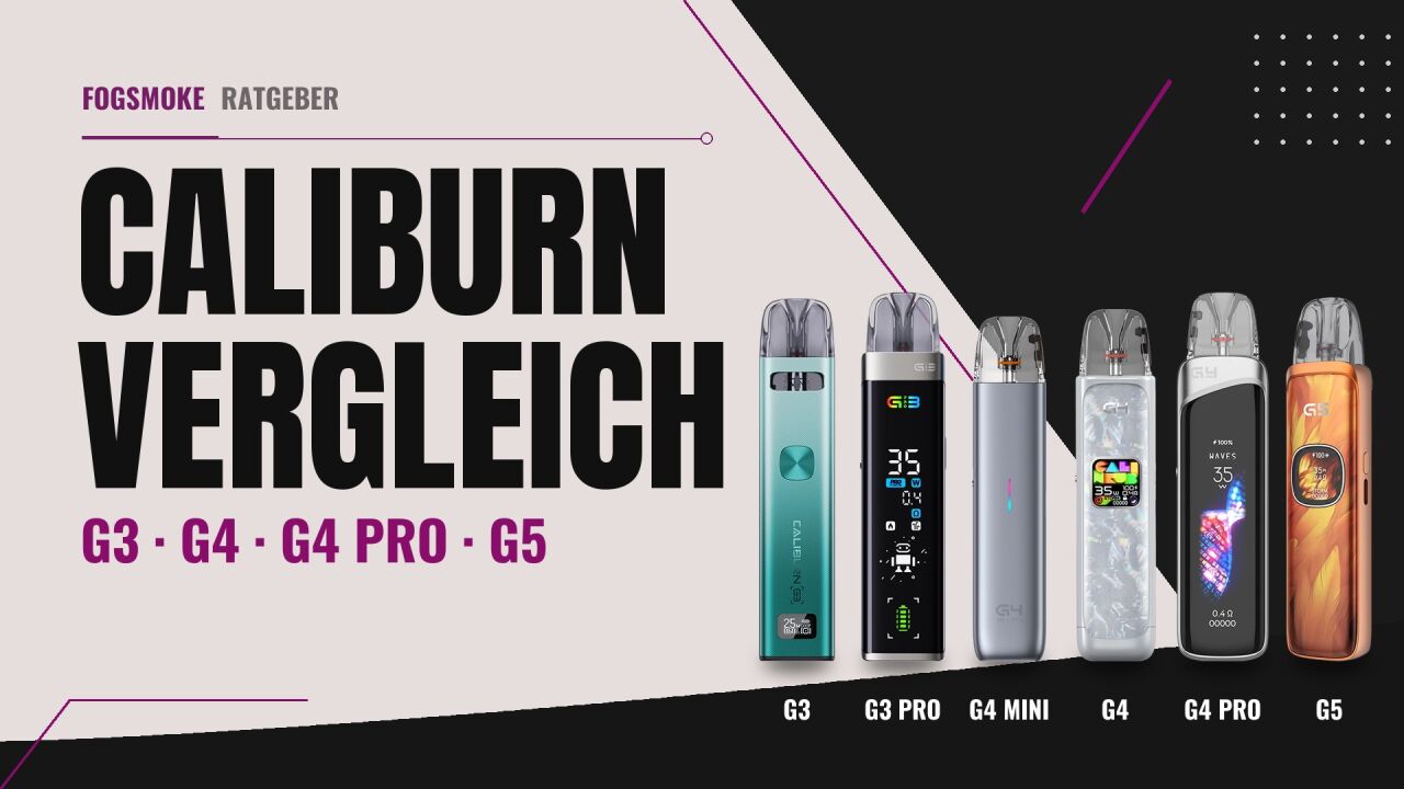Uwell Caliburn im Vergleich: G3, G4, G4 Pro und G5 - Uwell Caliburn Vergleich: G3, G4, G4 Pro, G5 und Pods