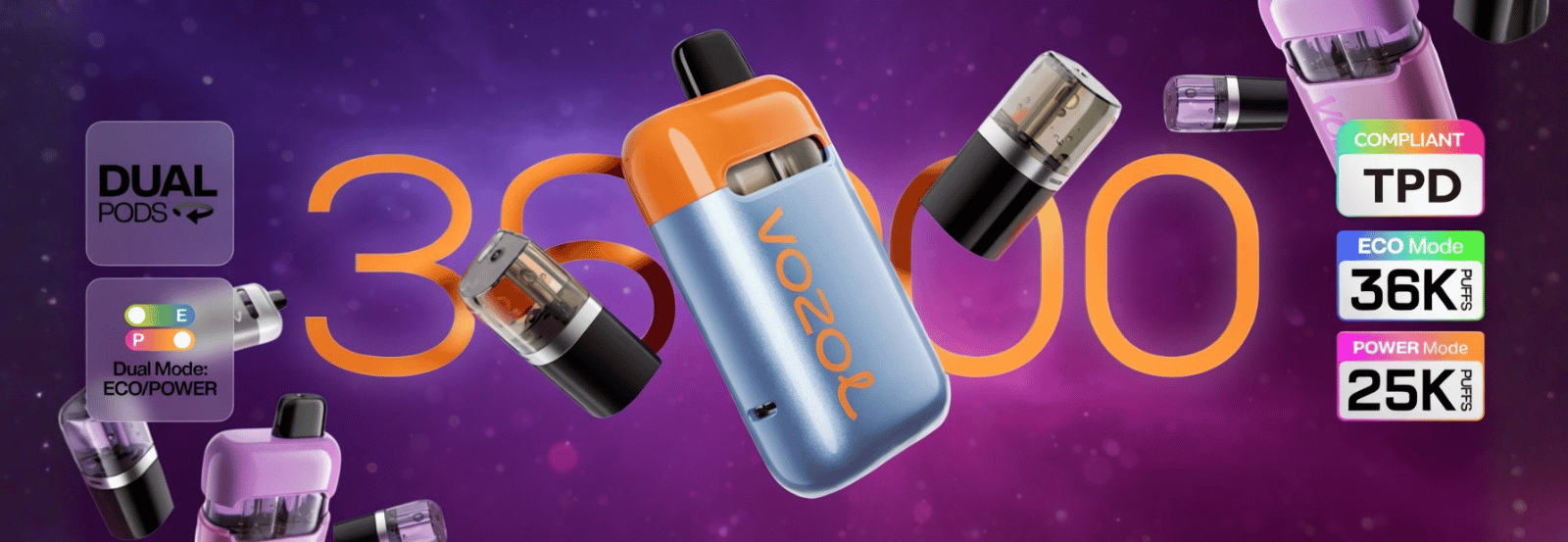 vozol neon plug max, bis zu 36000 züge, tpd konform, eco und dual mode