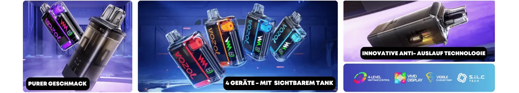 Vozol Vista Plug Akkus und Pods in detail Aufnahme. Text:...