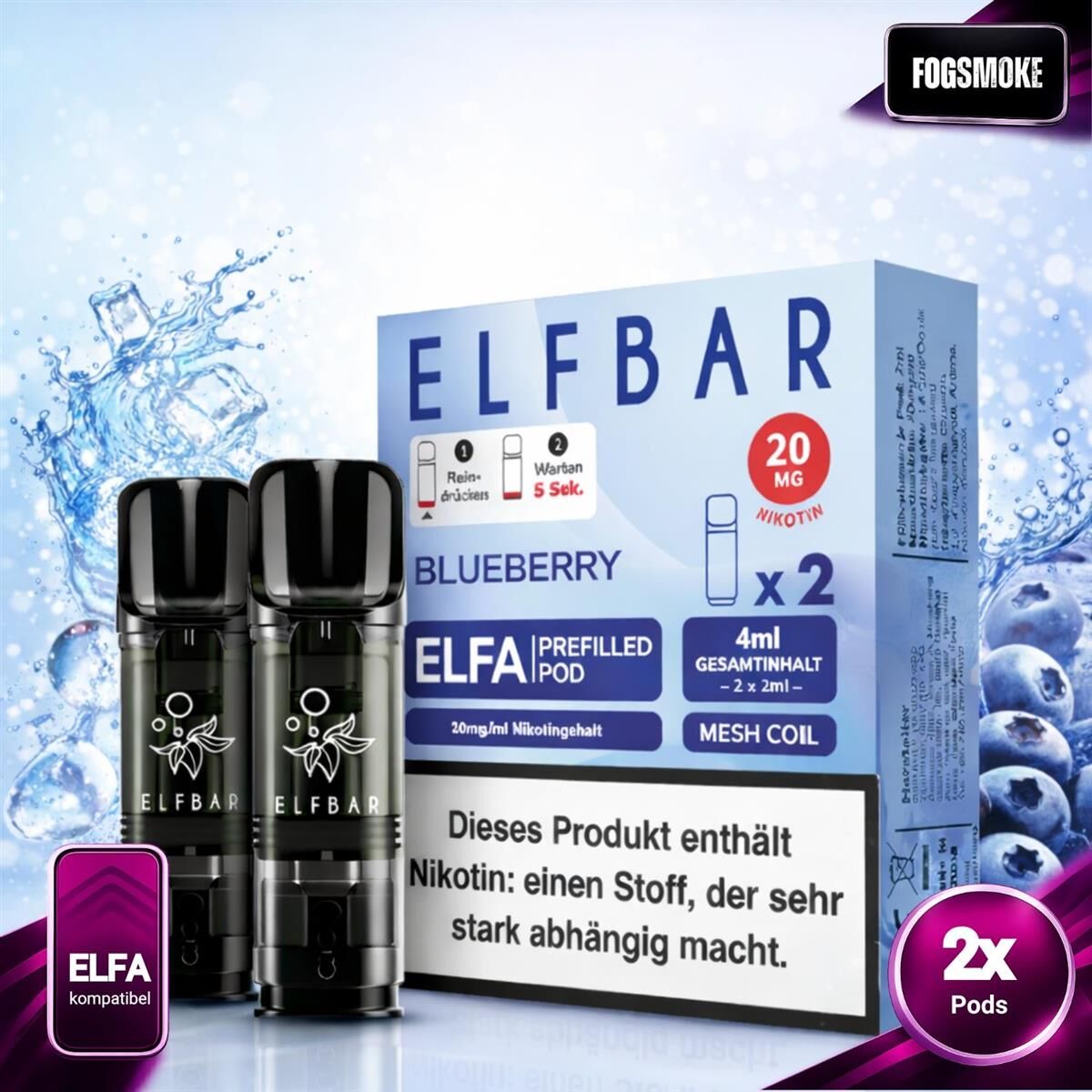 wo kann man juul pods kaufen Elfbar 600 Einweg E-Zigarette Elfstorm Ice 20mg main image 1