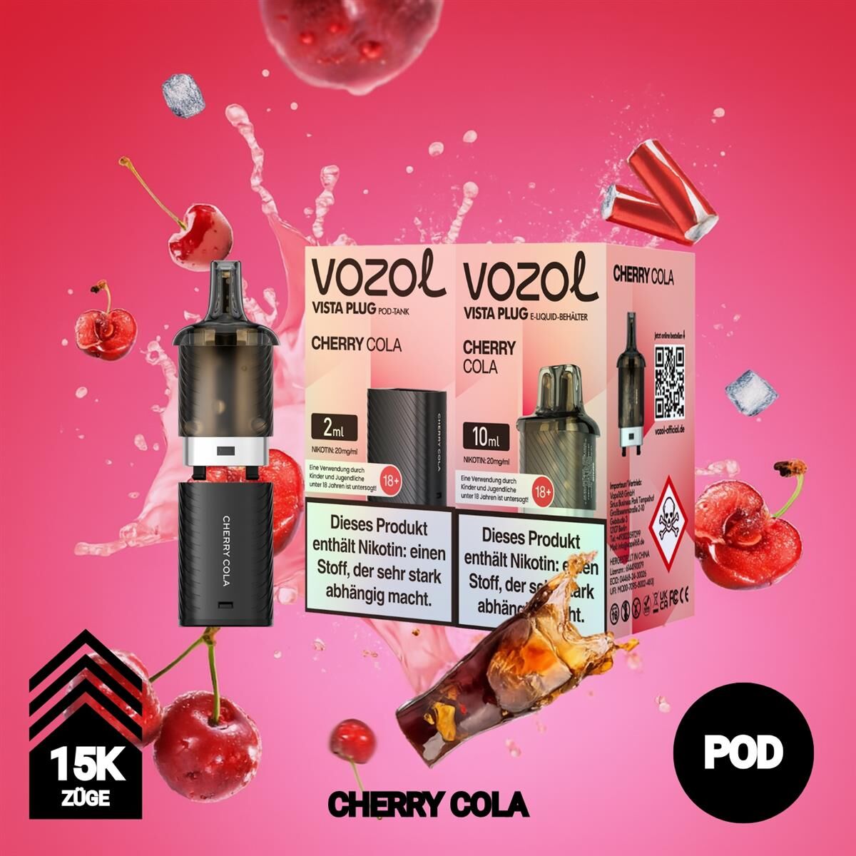Vozol Vista Plug - 15.000 Züge | Cherry Cola