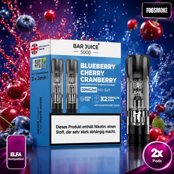 Bar Juice | 2er Pod | Blueberry Cherry Cranberry | ELFA-Kompatibel
