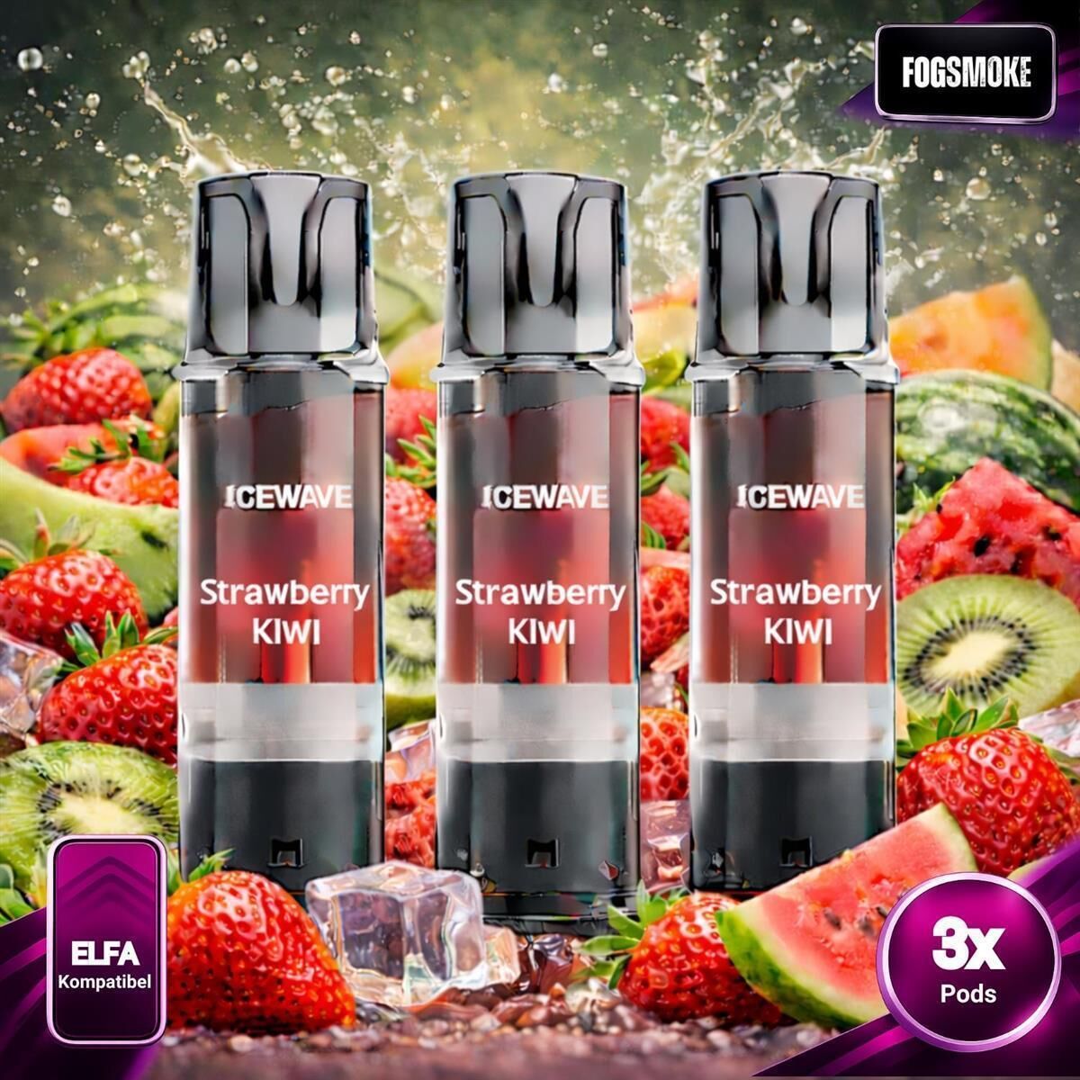 ICEWAVE Strawberry Kiwi Pods | ELFA-kompatibel  3er Pack