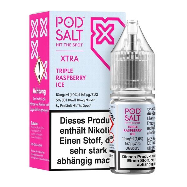 Pod Salt Xtra Liquid | Triple Raspberry Ice | 10mg/ml