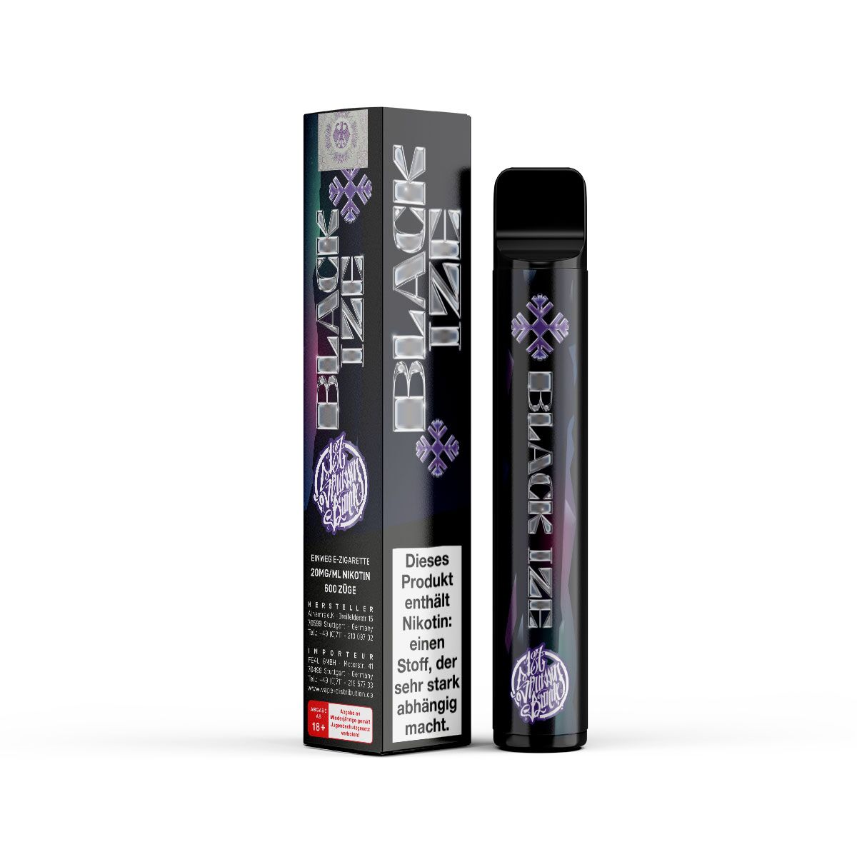 187 Stickz Black Ize  Eiskalte Einweg Vape mit 700 Zgen