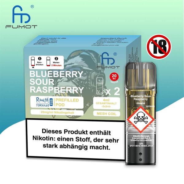RandM Tornado Pod | Blueberry Sour Raspberry | Elfa kompatibel