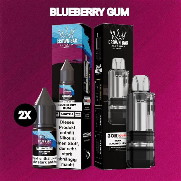 Al Fakher 30K Cubic | Blueberry Gum | 2x Liquid & Pod-Tank