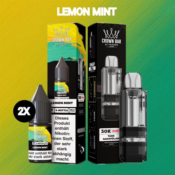 Al Fakher 30K Cubic | Lemon Mint | 2x Liquid & Pod-Tank
