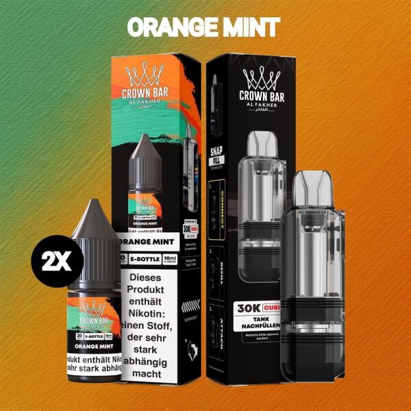 Al Fakher 30K Cubic | Orange Mint | 2x Liquid & Pod-Tank
