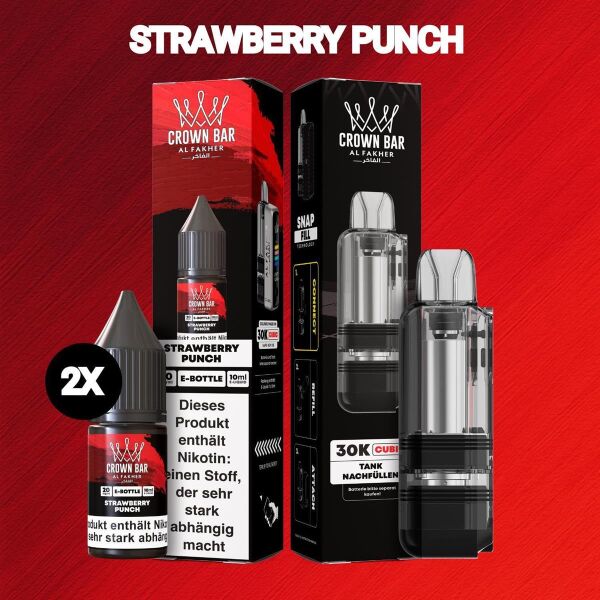 Al Fakher 30K Cubic | Strawberry Punch | 2x Liquid & Pod-Tank