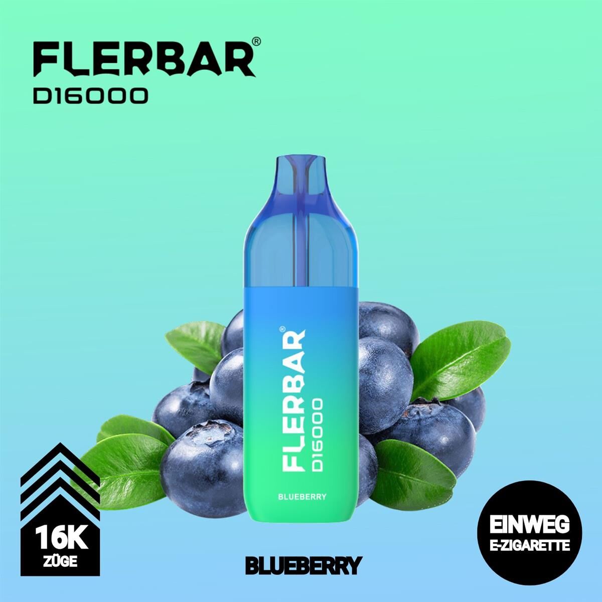 Flerbar D16000  Blueberry | 10ml+2ml | Big Puff fr nur 17.40 EUR!
