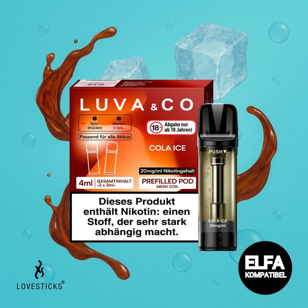 Packung LUVA & CO Cola Ice mit dem Pod daneben