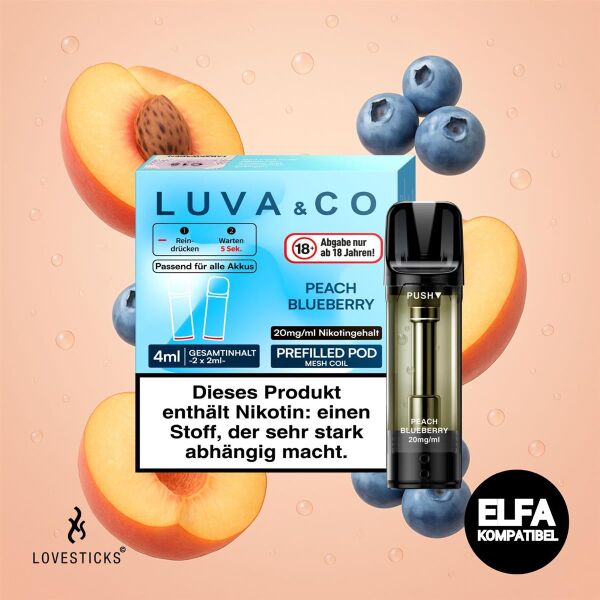 Lovesticks LUVA & CO 2er-Pods – Peach Blueberry, ELFA-kompatibel