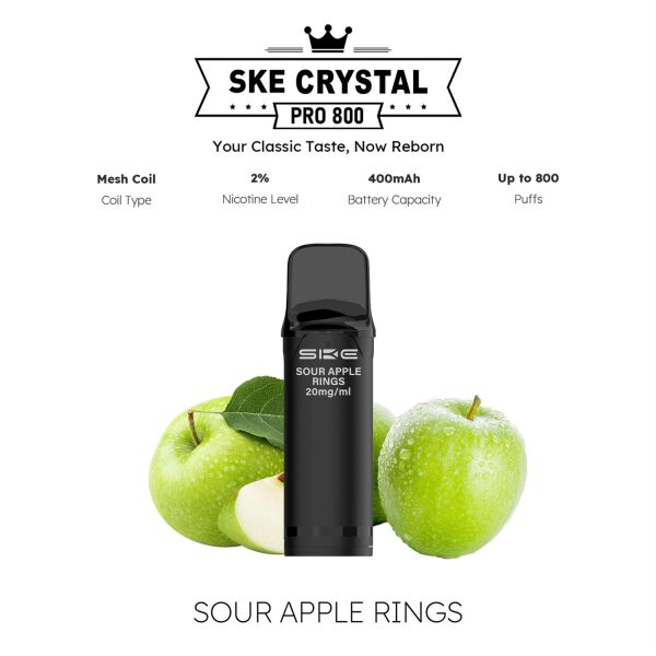 SKE Crystal Pro 800 | Sour Apple Rings | Elfa-Kompatibel