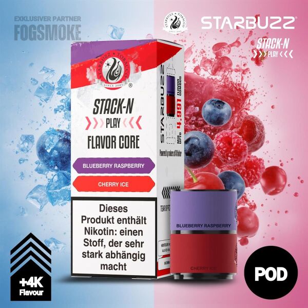 Starbuzz Stack-N Play | Pod | Berry Ice + Blueberry Cherry
