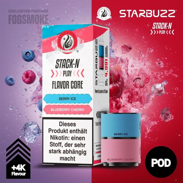 Starbuzz Stack-N Play | Pod | Blueberry Raspberry + Cherry Ice