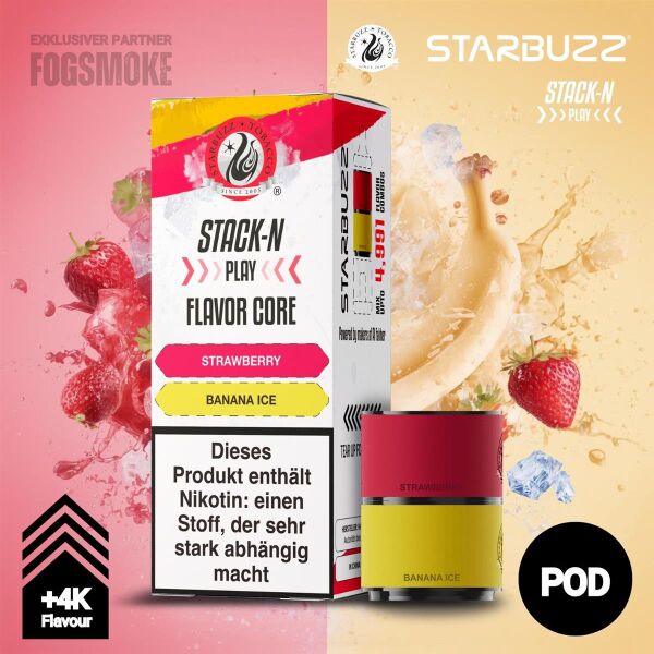 Starbuzz Stack-N Play | Pod | Strawberry + Banana Ice