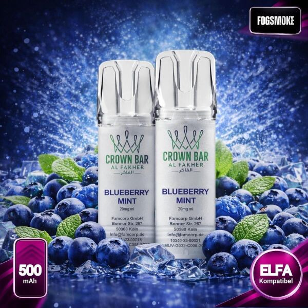 Al Fakher 600 | 2er Pod | Blueberry Mint | ELFA-Kompatibel