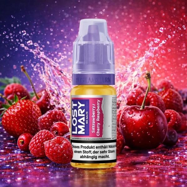 Lost Mary Nicsalt Liquid Strawberry Cherry Raspberry, 10-ml-Flasche