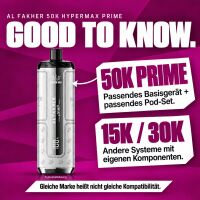 Al Fakher 50K Hypermax Prime Kompatibilität: passendes 50K-Basisgerät und Pod-Set; 15K und 30K verwenden andere Komponenten.