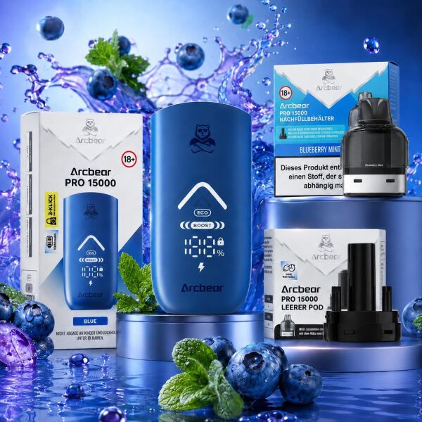 Arcbear by Flerbar Pod-Kit – Akku Blue + Pod Blueberry Mint