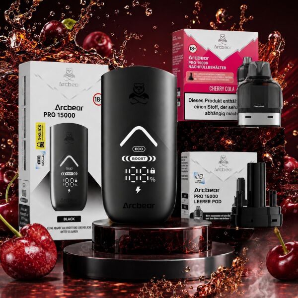 Arcbear by Flerbar Pod-Kit – Akku Black + Pod Cherry Cola