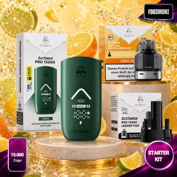 Arcbear by Flerbar | Starterkit | Akku Green + Pod Citrus Tonic