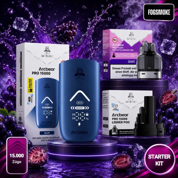 Arcbear by Flerbar | Starterkit | Akku Blue + Pod Grape