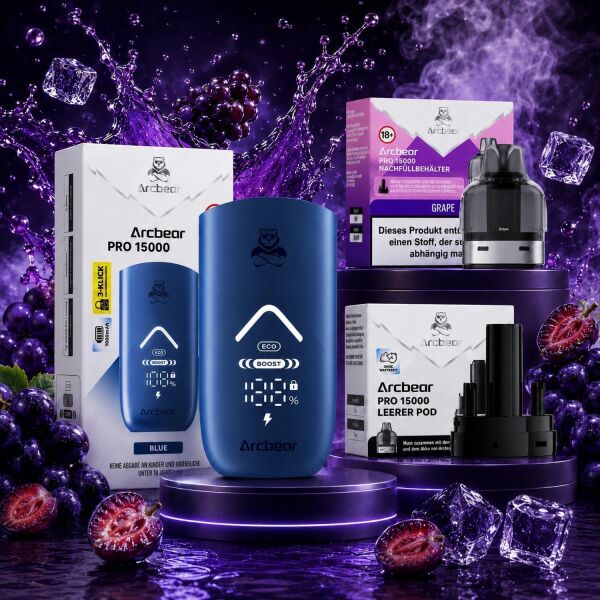 Arcbear by Flerbar Pod-Kit – Akku Blue + Pod Grape