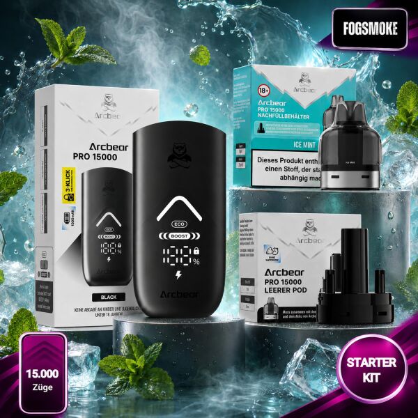 Arcbear by Flerbar | Starterkit | Akku Black + Pod Ice Mint