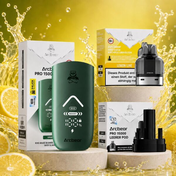 Arcbear by Flerbar Pod-Kit – Akku Green + Pod Lemon Lime
