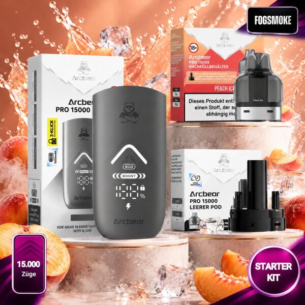 Arcbear by Flerbar | Starterkit | Akku Gray + Pod Peach Ice