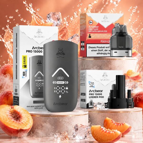 Arcbear by Flerbar Pod-Kit – Akku Gray + Pod Peach Ice