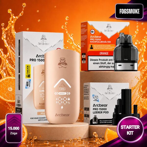 Arcbear by Flerbar | Starterkit | Akku Red + Pod Vimbull Apricot Peach