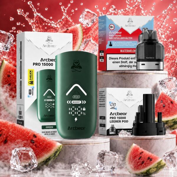 Arcbear by Flerbar Pod-Kit – Akku Green + Pod Watermelon Ice