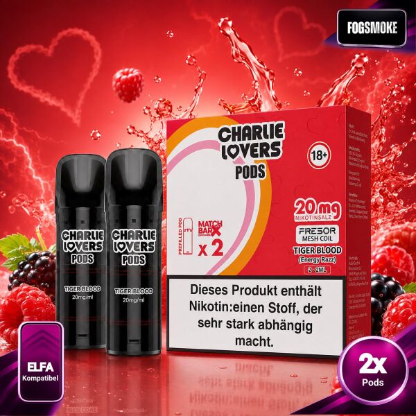Charlie Lovers | 2er Pod | Tiger Blood | ELFA-Kompatibel | 20mg/ml