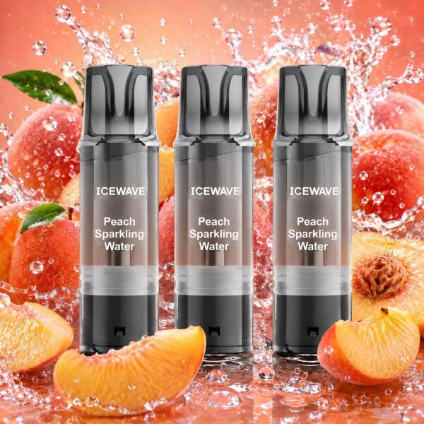 Icewave 3er-Pods – Peach Sparkling Water, ELFA-kompatibel