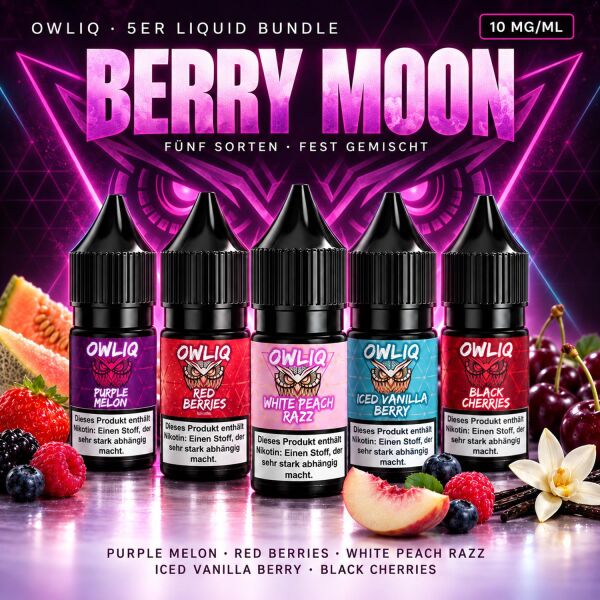 OWLIQ | 5x Nicsalt Liquid | BERRY MOON-Bundle | 10mg/ml