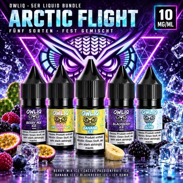 OWLIQ | 5x Nicsalt Liquid | ARCTIC FLIGHT-Bundle | 10mg/ml