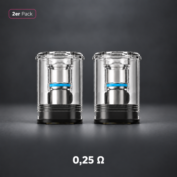 Aspire Magnum Pod 0,25 Ohm im 2er Pack, zwei transparente Pods mit fest verbauter Coil