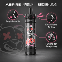 Aspire Magnum Bedienung: Zugautomatik, einstellbarer Airflow, für den direkten Lungenzug