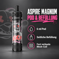 Aspire Magnum Pod und Befüllung: 6-ml-Pod, seitliche Befüllung, fest verbaute Mesh-Coil