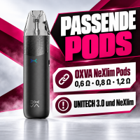 OXVA NeXLIM 2 Mini Infobild passende Pods: OXVA NeXLIM Pods mit 0,6, 0,8 und 1,2 Ohm, UNITECH 3.0