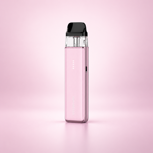 Vaporesso XROS 6 Mini Pod-Kit Jelly Pink – Rosa vor dezentem Hintergrund