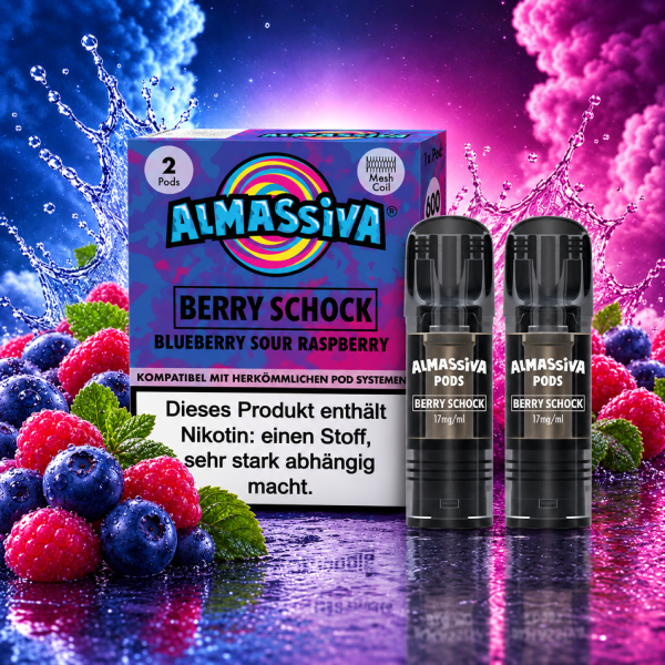 Al Massiva 2er-Pods – Berry Schock (Blaubeere, saure Himbeere), ELFA-kompatibel