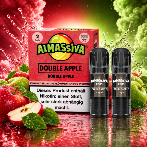 Al Massiva 2er-Pods – Double Apple (Doppelapfel), ELFA-kompatibel