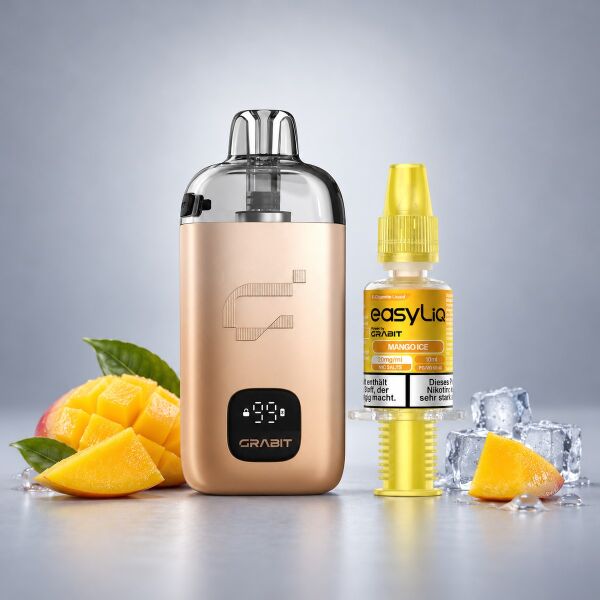 Grabit MAX Bundle: Kit in Champagner und easyLiq Mango Ice mit Zutaten der Sorte