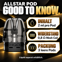 HQD Allstar / Allstar Lite | Pod | 0.8 Ohm | 3er Pack | 2ml