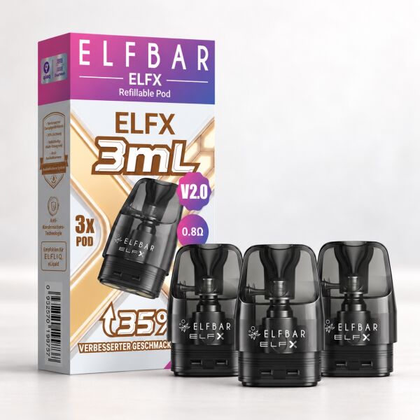Elfbar ELFX V2 | Pod | 0.8 Ohm | 3ml | 3er Pack