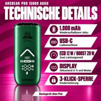 Arcbear Pro 15000 Akku technische Details: 1.000 mAh,...